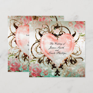 Ornamental Elegant Floral Vintage Heart Invitation
