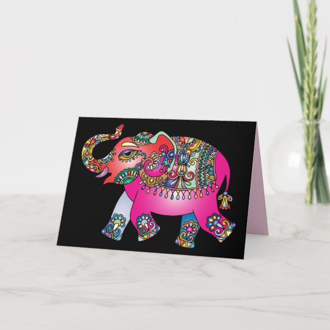 ornamental elephant greeting card (Front)