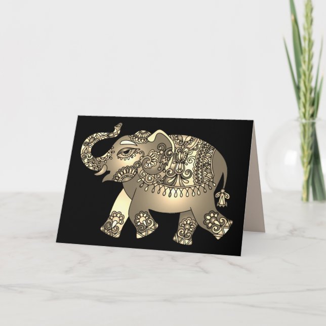 ornamental elephant greeting card (Front)
