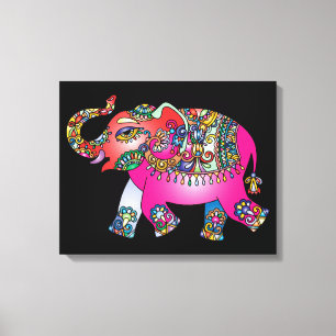 ornamental elephant wrapped canvas