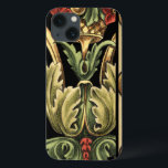Ornamental Floral Design with Black Borders iPhone 13 Case<br><div class="desc">An ornamental painting with an attractive floral design enclosed by black borders. The green and red colours leap off the print thanks to the black background. How wonderful would this look on your wall? Purchase it and find out!</div>