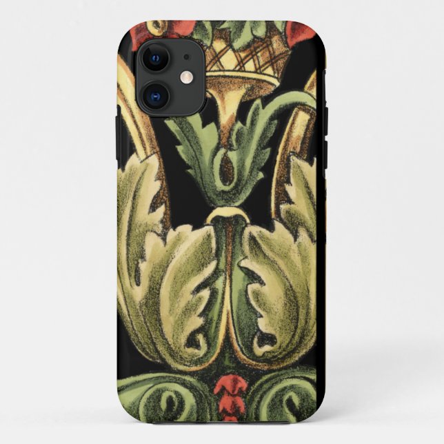 Ornamental Floral Design with Black Borders Case-Mate iPhone Case (Back)