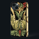 Ornamental Floral Design with Black Borders iPhone 13 Case<br><div class="desc">An ornamental painting with an attractive floral design enclosed by black borders. The green and red colours leap off the print thanks to the black background. How wonderful would this look on your wall? Purchase it and find out!</div>