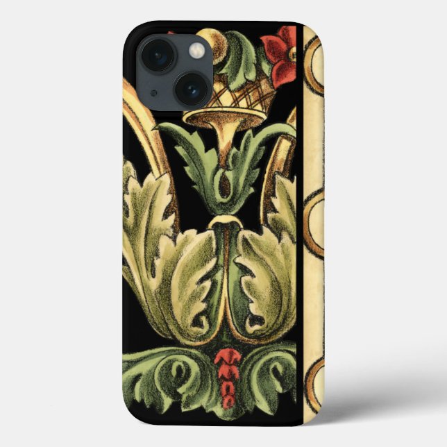 Ornamental Floral Design with Black Borders Case-Mate iPhone Case (Back)