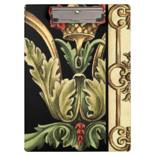 Ornamental Floral Design with Black Borders Clipboard