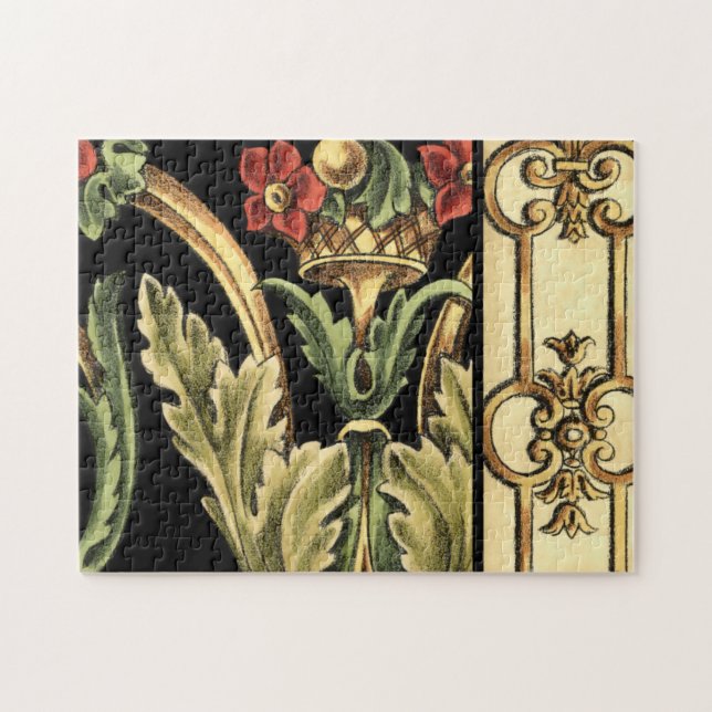 Ornamental Floral Design with Black Borders Jigsaw Puzzle (Horizontal)