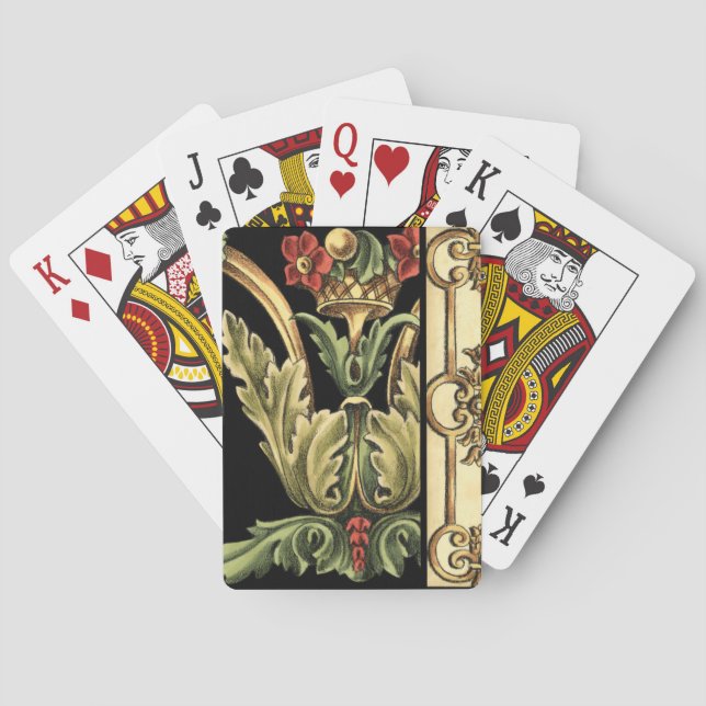 Ornamental Floral Design with Black Borders Playing Cards (Back)