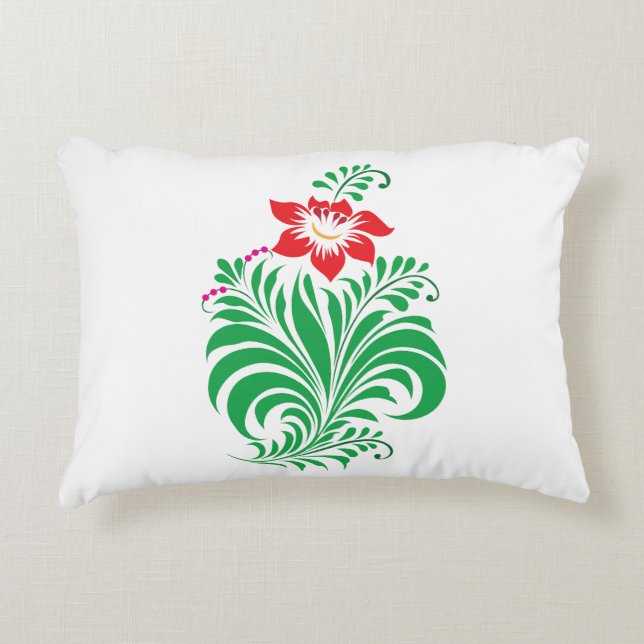 Ornamental Floral Flower Design – Elegant Accent Pillow (Front)