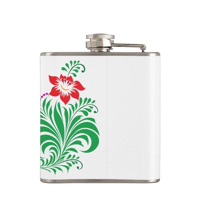 Ornamental Floral Flower Design – Elegant Hip Flask (Back)