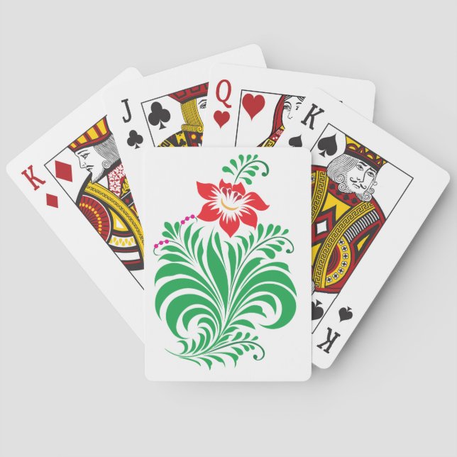 Ornamental Floral Flower Design – Elegant Playing Cards (Back)