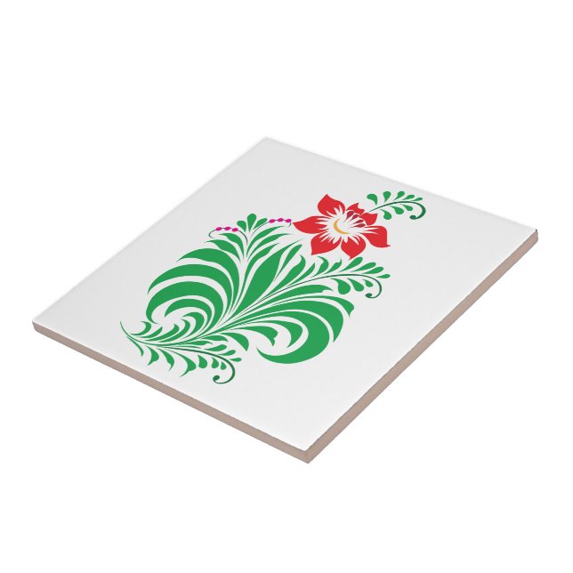 Ornamental Floral Flower Design – Elegant Tile (Side)