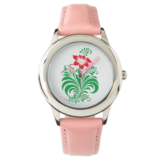 Ornamental Floral Flower Design – Elegant Watch (Front)