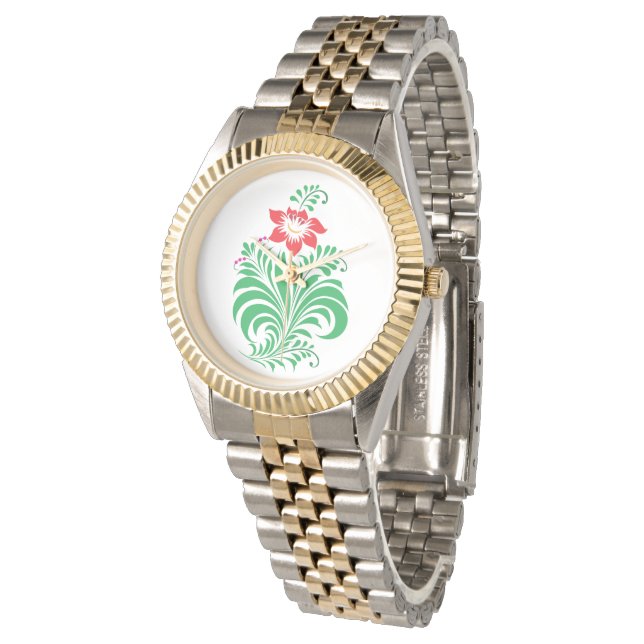 Ornamental Floral Flower Design – Elegant Watch (Angled)