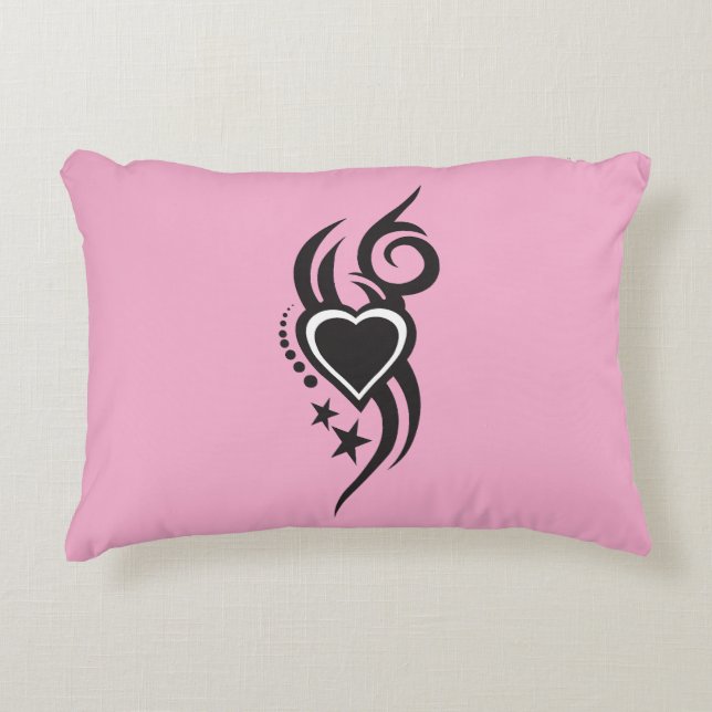 Ornamental Floral Heart Tattoo  Accent Pillow (Front)