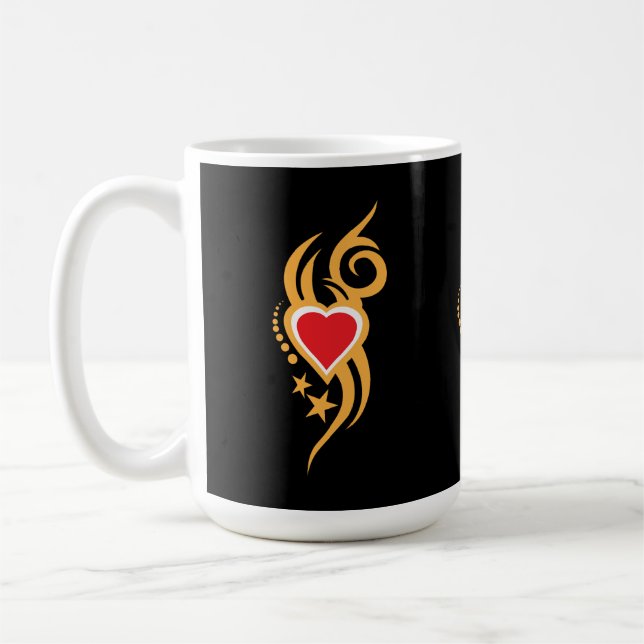 Ornamental Floral Heart Tattoo  Coffee Mug (Left)