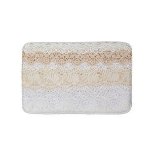 Ornamental Floral Lace: Elegant Collection Bath Mat