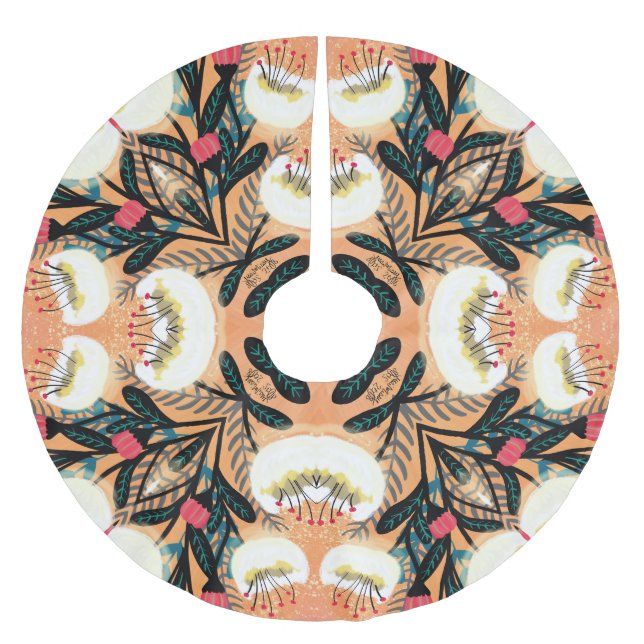 Ornamental Floral Paisley Bandanna Design Brushed Polyester Tree Skirt (Front)