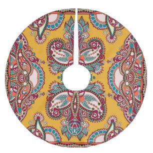 Ornamental Floral Paisley: Traditional Bandanna Brushed Polyester Tree Skirt