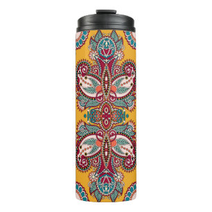 Ornamental Floral Paisley: Traditional Bandanna Thermal Tumbler