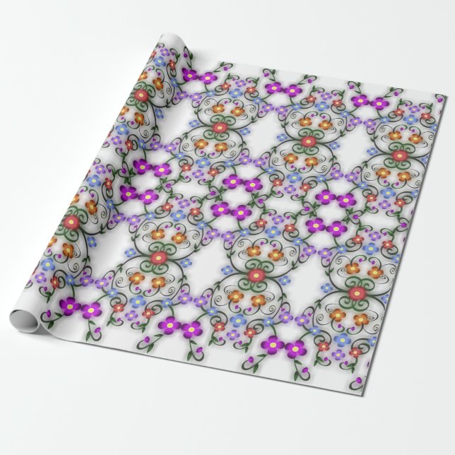 ornamental flowers wrapping paper (Unrolled)