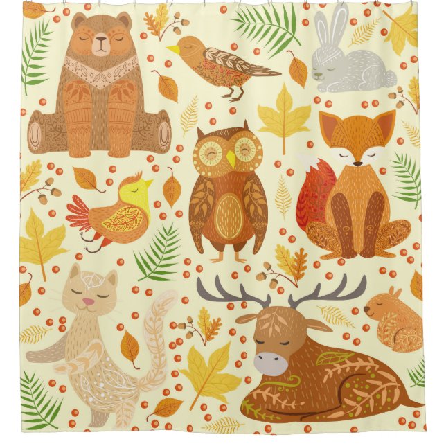 Ornamental forest animals illustration. (Front)