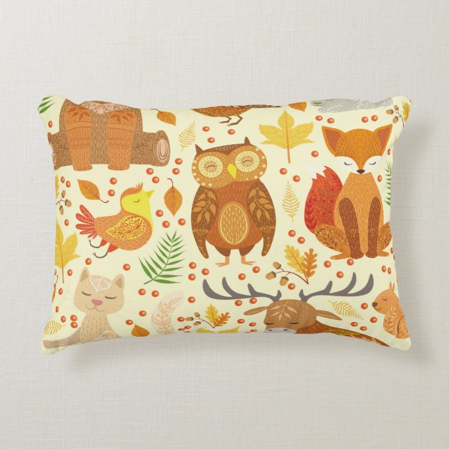 Ornamental forest animals illustration. accent pillow (Front)