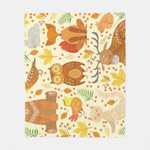 Ornamental forest animals illustration. fleece blanket