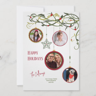 Ornamental Foursome Photo Holiday Greeting Card