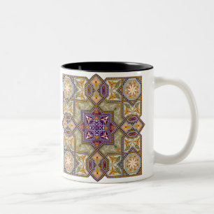 Ornamental Geometric Floral Pattern Two-Tone Coffee Mug