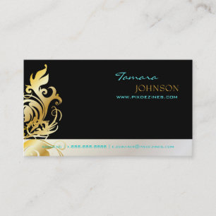 Ornamental gold leaves/swirls business card