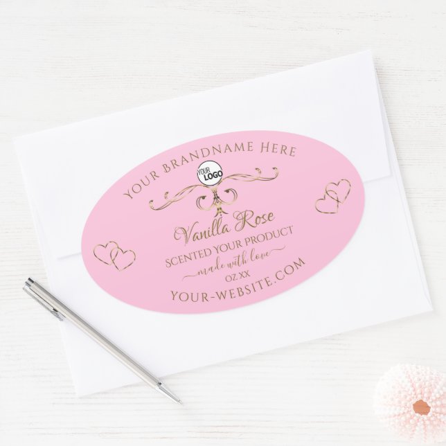 Ornamental Gold Light Baby Pink Product Label Logo (Envelope)