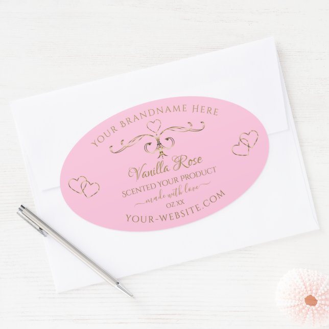 Ornamental Gold Light Baby Pink Product Labels (Envelope)