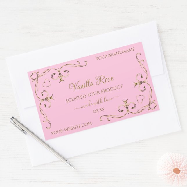 Ornamental Gold Light Baby Pink Product Labels (Envelope)
