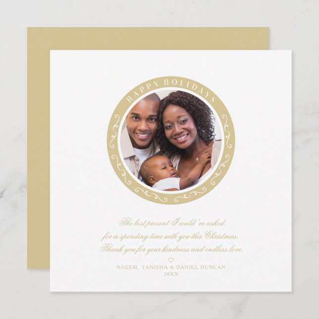 Ornamental Happy Holidays Classic Christmas Photo (Front/Back)