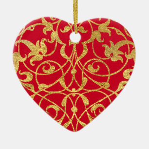 Ornamental Heart Ceramic Ornament