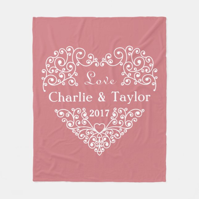 Ornamental Heart custom text fleece blanket (Front)