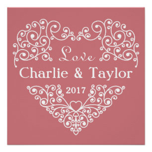 Ornamental Heart custom text poster