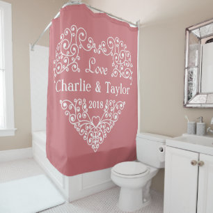 Ornamental Heart custom text shower curtain