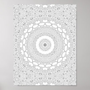 Ornamental Heart Filigree Coloring Page Artwork Poster