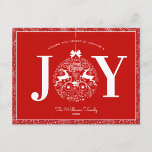Ornamental Joy Single Photo Custom Christmas Postcard