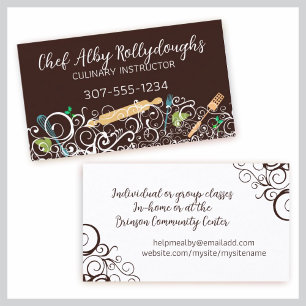 ornamental kitchen utensils business card brown