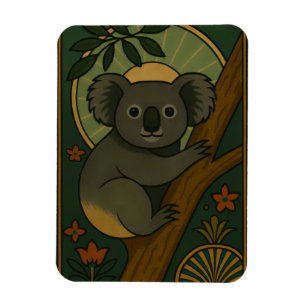 Ornamental Koala in Botanical Mandala Magnet