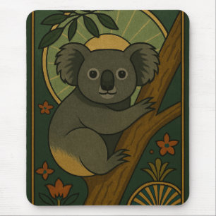 Ornamental Koala in Botanical Mandala Mouse Pad