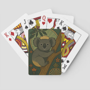 Ornamental Koala in Botanical Mandala Playing Cards