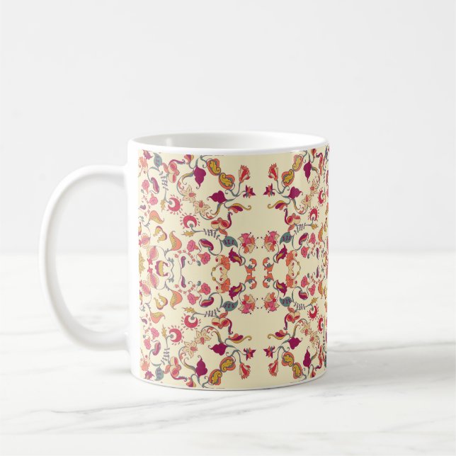 Ornamental Lace Pattern, circle background with ma Coffee Mug (Left)