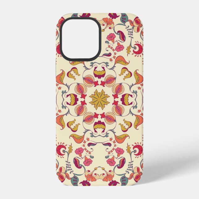 Ornamental Lace Pattern, circle background with ma iPhone Case (Back)