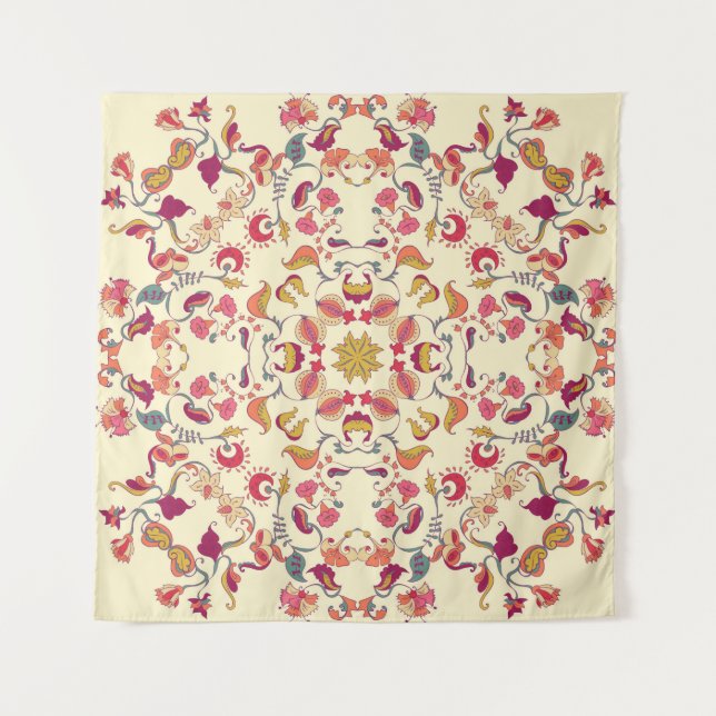 Ornamental Lace Pattern, circle background with ma Tapestry (Front)