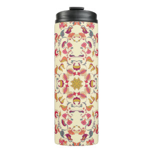 Ornamental Lace Pattern, circle background with ma Thermal Tumbler
