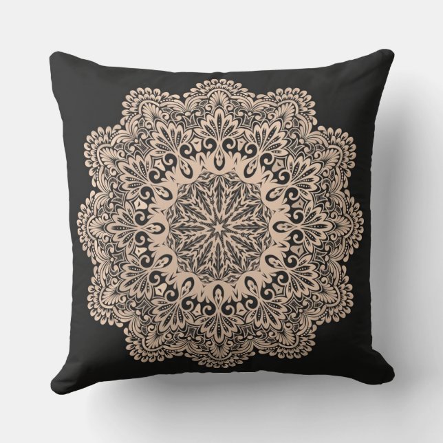 Ornamental Lace with Damask & Arabesque Elements  Throw Pillow (Back)