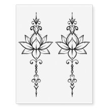 Ornamental Lotus Sternum Temporary Tattoo